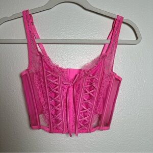 Victoria Secret Pink Lace-Up Corset Top